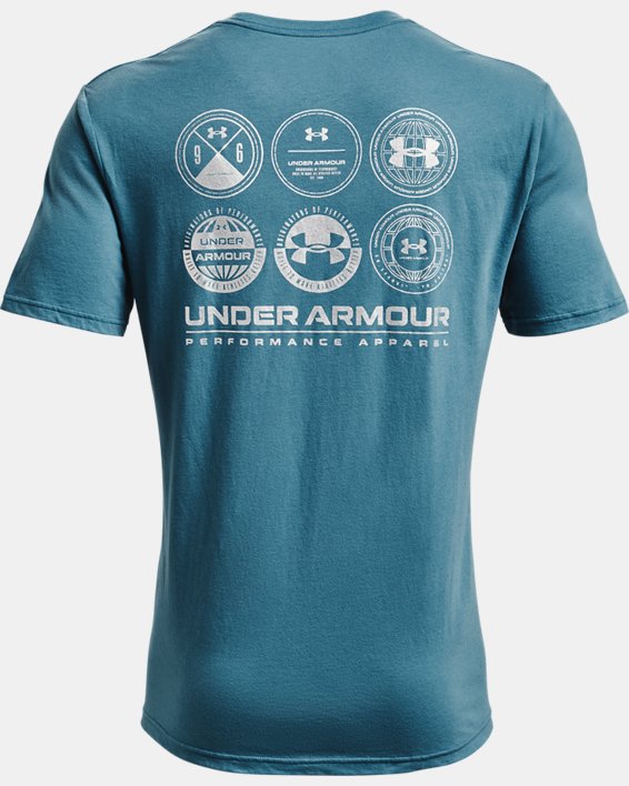 Men's UA Multi Crest Logo Short Sleeve in Blue image number 5